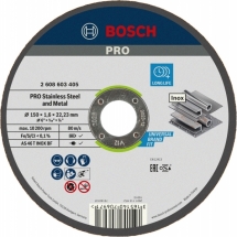 Bosch  PRO Stainless Steel and Metal - Set discuri taiere inox si metal, 150x22.2x1.6 mm, 5 buc