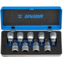 Unior  192/12 - Set capete chei tubulare, TX20-TX60  mm, patrat 1/2 inch, 9 bucati