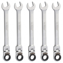 Unior  161/2CB - Set chei combinate, 8-19 mm, 5 bucati, clichet reversibil, tija articulata