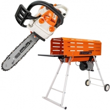 Ruris  DL700 + RM300 - Despicator busteni, 2200 W, 50-250 mm, orizontal + Drujba cu motor pe benzina, 1.5 CP, 30 cm, 28.5 cm3