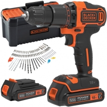 Black & decker - BCD700C2TA - Masina de gaurit si insurubat cu percutie cu 2 acumulatori, Li-Ion, 18 V, 1.5 Ah, 40 Nm, led iluminare, valiza plastic, accesorii