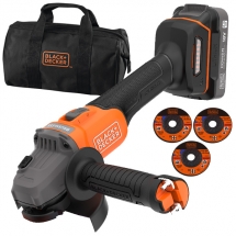 Black & decker  BCG6L8D1S - Polizor unghiular cu 1 acumulator, Li-Ion, 18 V, 2 Ah, 115 mm, geanta textila, accesorii