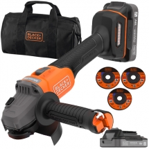 Black & decker  BCG6L8D2S - Polizor unghiular cu 2 acumulatori, Li-Ion, 18 V, 2 Ah, 115 mm, geanta textila, accesorii