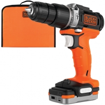 Black & decker  BDCHD12S1 - Masina de gaurit si insurubat cu percutie cu 1 acumulator si incarcator, Li-Ion, 12 V, 1.5 Ah, 40 Nm, 