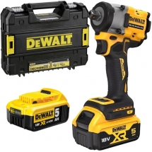 Dewalt - DCF922P2T - Masina de insurubat cu impact cu 2 acumulatori, Li-Ion, 18 V, 5 Ah, patrat 1/2 inch, 610 Nm, -, valiza speciala