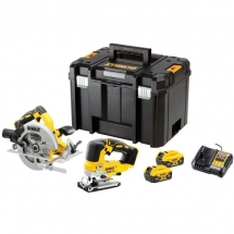 DeWalt - DCS570N + DCS334N - Fierastrau circular, 184x16 mm + Fierastrau pendular + Set 2 acumulatori si incarcator, Li-Ion, 18 V, 5 Ah + valiza speciala
