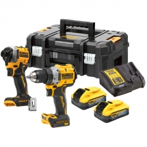 Dewalt - DCD800N + DCF850N - Masina de gaurit si insurubat cu percutie, 90 Nm, motor fara perii + Masina de insurubat cu impact, 205 Nm + Set 2 acumulatori si incarcator, Li-Ion, 18 V, 5 Ah + valiza speciala