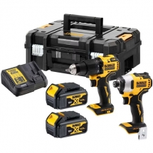 DeWalt  DCD709N + DCF809N - Masina de gaurit si insurubat cu percutie, 65 Nm + Masina de insurubat cu impact, 190 Nm + Set 2 acumu