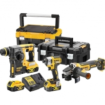 DeWALT  DCF887N + DCH273N + DCG405N - Masina de insurubat cu impact, 205 Nm, M5-M14 + Rotopercutor SDS-Plus, 2.1 J + Polizor unghi