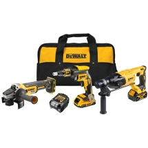 DeWalt - DCF620N + DCG405N + DCH133N - Masina de insurubat, 30 Nm + Polizor unghiular, 125 mm + Rotopercutor SDS-Plus, 2.6 J + Set 2 acumulatori si incarcator, Li-Ion, 18 V, 4/2 Ah + geanta textila