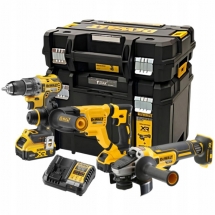 Dewalt - DCD791N + DCG405N + DCH263N - Masina de gaurit si insurubat, 70 Nm + Polizor unghiular, 125 mm + Rotopercutor SDS-Plus, 3 J + Set 2 acumulatori si incarcator, Li-Ion, 18 V, 5 Ah + 2 x valiza speciala