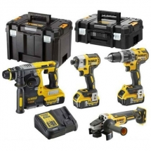 DeWalt  DCK422P3T-QW - Masina de gaurit si insurubat cu percutie, 70 Nm + Masina de insurubat cu impact, 205 Nm, M5-M14 + Polizor 