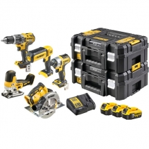 DeWalt - DCK500P3T - Set 5 scule cu 3 acumulatori si incarcator, Li-Ion, 18 V, 5 Ah + 2 valize speciale