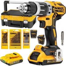 DeWalt - DCK796D2T - Masina de gaurit si insurubat cu percutie cu 1 acumulator, Li-Ion, 18 V, 2 Ah, 74 Nm, motor fara perii, led iluminare, valiza speciala, accesorii