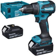 Makita - DDF490RFJ - Masina de gaurit si insurubat cu 2 acumulatori si incarcator, Li-Ion, 18 V, 3 Ah, 65 Nm, valiza speciala