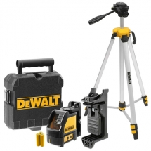 Dewalt  DW088KTRI - Nivela laser cu linii, 10 m, +/-0.3 mm/m, 2 linii laser, fascicul rosu, suport perete, trepied, valiza plastic