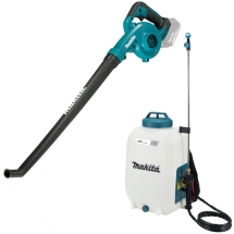 Makita - DUS158Z + DUB186Z - Pulverizator, 5 bar, 15 l + Suflanta de gradina, 186 m3/h,  fara acumulatori si incarcator, Li-Ion, 18 V, - Ah