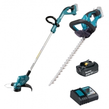 Makita - KITDUR193 - Motocoasa, 260  mm, cap cu fir + Masina de tuns gard viu, 50 cm + Set 1 acumulator si incarcator, Li-Ion, 18 V, 3 Ah