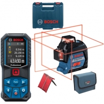 Pachete Bosch  Scule Constructii - Nivela laser cu linii, 30 m, +/-0.2 mm/m, 3 linii laser, fascicul rosu, proiectie 360 grade + T