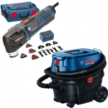 Pachet Bosch  GOP 30-28 + GAS 12-25 PL - Multicutter, 300 W, valiza speciala, accesorii + Aspirator umed-uscat, 1250 W, 200 mbar, 