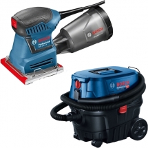 Pachet Bosch  GSS 140-1 A + GAS 12-25 PL - Slefuitor cu vibratii, 180 W, 113x101 mm + Aspirator umed-uscat, 1250 W, 200 mbar, 25 l