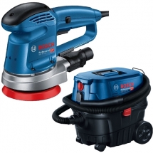 Pachet Bosch  GEX 34-125 + GAS 12-25 PL - Slefuitor cu excentric, 340 W, 125 mm + Aspirator umed-uscat, 1250 W, 200 mbar, 25 l, pr