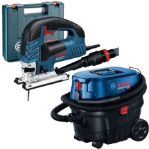 Pachet Bosch  GST 160 BCE + GAS 12-25 PL - Fierastrau pendular, 800 W, valiza speciala + Aspirator umed-uscat, 1250 W, 200 mbar, 2