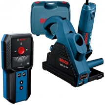 Pachet Bosch  Scule Constructii - Freza pentru caneluri beton, 1400 W, 150 mm, valiza plastic + Detector de metale, 100 mm