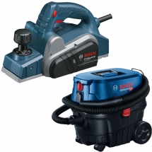 Pachet Bosch  GHO 6500 + GAS 12-25 PL - Rindea electrica, 650 W, 82 mm, cutite reascutibile + Aspirator umed-uscat, 1250 W, 200 mb