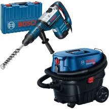 Pachet Bosch  GBH 8-45 DV + GAS 12-25 PL - Rotopercutor SDS-Max, 1500 W, 12.5 J, valiza plastic + Aspirator umed-uscat, 1250 W, 20