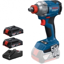 Pachet Bosch - GDX 18V-285 + 2x GBA + GAL 18V-40 - Masina de insurubat cu impact, patrat 1/2 inch si hexagon interior 1/4 inch, 285 Nm, M8-M18 + Set 2 acumulatori si incarcator, Li-Ion, 18 V, 2 Ah