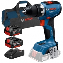 Pachet Bosch - GSR 18V-65 + GBA + GAL 18V-40 + 1619BZ0100 - Masina de gaurit si insurubat, 63 Nm + Set 2 acumulatori si incarcator, Li-Ion, 18 V, 3 Ah + Geanta textila