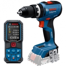 Pachet Bosch  Scule Constructii - Masina de gaurit si insurubat cu percutie, 18 V, - Ah, 65 Nm + Telemetru laser, 50 m, 30 valori 