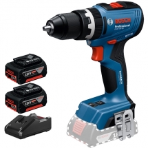 Pachet Bosch - GSB 18V-65 + 2x GBA + GAL 18V-40 - Masina de gaurit si insurubat cu percutie, 65 Nm + Set 2 acumulatori si incarcator, Li-Ion, 18 V, 5 Ah
