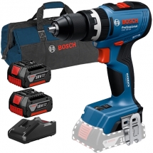 Pachet Bosch - GSB 18V-65 + 2x GBA + GAL 18V-40 + 1619BZ0100 - Masina de gaurit si insurubat cu percutie, 65 Nm + Set 2 acumulatori si incarcator, Li-Ion, 18 V, 3 Ah + Geanta textila