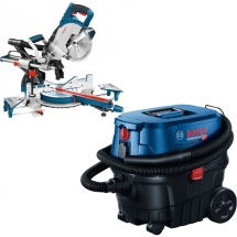 Pachet Bosch  GCM 8 SJL + GAS 12-25 PL - Fierastrau circular stationar, 1600 W, 216x30 mm + Aspirator umed-uscat, 1250 W, 200 mbar