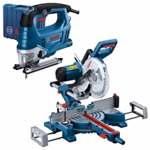 Pachet Bosch  GCM 254 D + GST 750 - Fierastrau circular stationar, 1800 W, 254x30 mm + Fierastrau pendular, 520 W, valiza plastic