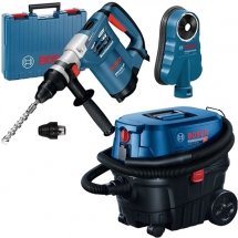 Pachet Bosch  GBH 4-32 DFR + GDE 68 + GAS 12-25 PL - Rotopercutor SDS-Plus, 900 W, 4.2 J, mandrina interschimbabila, valiza plasti