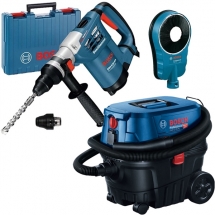 Pachet Bosch  GBH 4-32 DFR + GDE 162 + GAS 12-25 PL - Rotopercutor SDS-Plus, 900 W, 4.2 J, mandrina interschimbabila, valiza plast