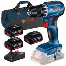 Pachet Bosch - GSR 18V-45 + 3x GBA + GAL 18V-40 + 1619BZ0100 - Masina de gaurit si insurubat, 45 Nm + Set 3 acumulatori si incarcator, Li-Ion, 18 V, 5 Ah + Geanta textila