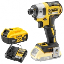 Pachet DeWalt - DCF887N + DCB184 XR + DCB1104 - Masina de insurubat cu impact, 205 Nm, M5-M14 + Set 1 acumulator si incarcator, Li-Ion, 18 V, 5 Ah