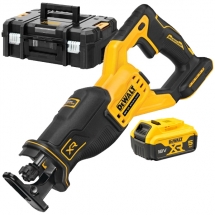 Pachet Dewalt  DCS382NT + DCB184 XR - Fierastrau sabie, valiza speciala + Acumulator, Li-Ion, 18 V, 5 Ah