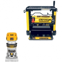 Pachet DeWalt - DW733 + D26200 - Masina de rindeluit si degrosat, 1800 W, 317 mm, cutite reascutibile, monofazata + Masina de frezat, 900 W, 8 mm