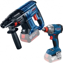 Pachet Bosch  Scule Constructii - Rotopercutor SDS-Plus, 18 V, - Ah, 2 J + Masina de insurubat cu impact, 18 V, - Ah, patrat 1/2 i