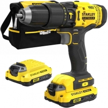 Stanley  SFMCD711C2S - Masina de gaurit si insurubat cu percutie cu 2 acumulatori, Li-Ion, 18 V, 1.5 Ah, 48 Nm, led iluminare, gea