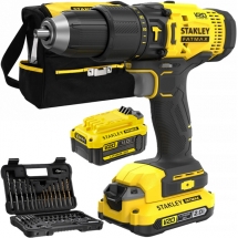 Stanley  SFMCD711DMA - Masina de gaurit si insurubat cu percutie cu 2 acumulatori, Li-Ion, 18 V, 2/4 Ah, 48 Nm, led iluminare, gea