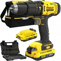 Stanley  SFMCD711DSA - Masina de gaurit si insurubat cu percutie cu 2 acumulatori, Li-Ion, 18 V, 2 Ah, 48 Nm, led iluminare, geant