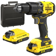 Stanley - SFMCD715C2K - Masina de gaurit si insurubat cu percutie cu 2 acumulatori, Li-Ion, 18 V, 1.5 Ah, 60 Nm, motor fara perii, led iluminare, valiza plastic