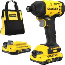 Stanley  SFMCF801C2S - Masina de insurubat cu impact cu 2 acumulatori si incarcator, Li-Ion, 18 V, 2 Ah, 170 Nm, -, geanta textila