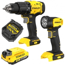 Stanley  SFMCD712B + SFMCL020B - Masina de gaurit si insurubat cu percutie, 55 Nm + Lampa + Set 1 acumulator si incarcator, Li-Ion